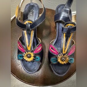 L'Artiste by Spring Step Multicolor Embellished Sandals Floral Beautiful!